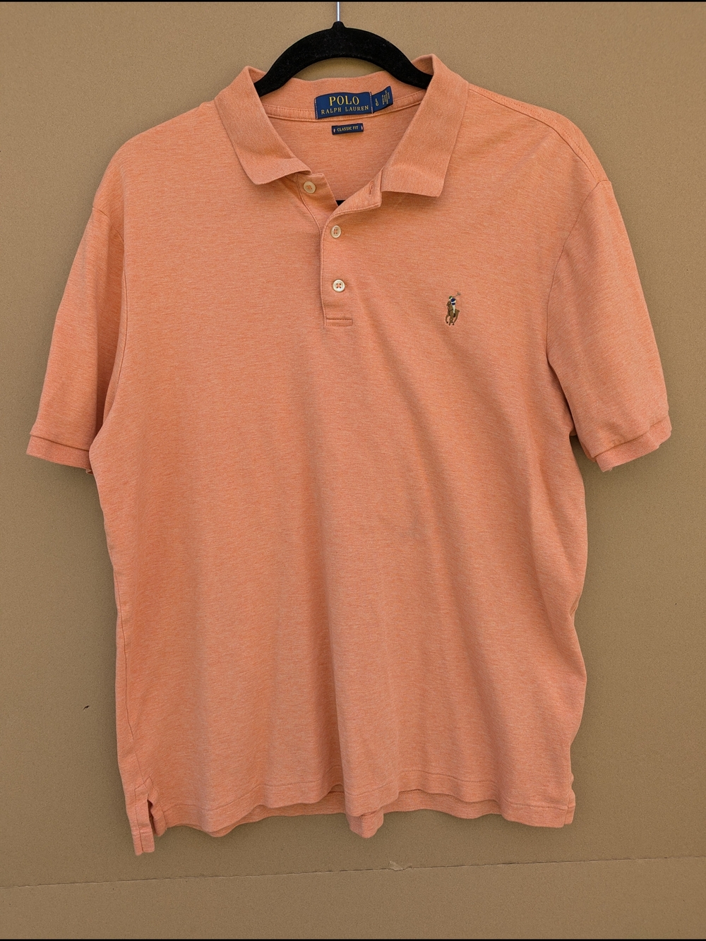 Polo Ralph Lauren Classic Polo Shirt Orange Heather Mens Large Coastal Vacation